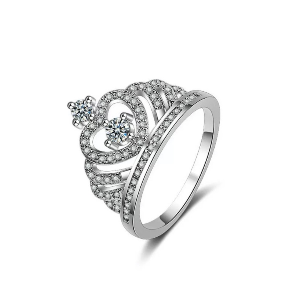 Silver Crown White Sapphire Ring - Picture 3 of 4